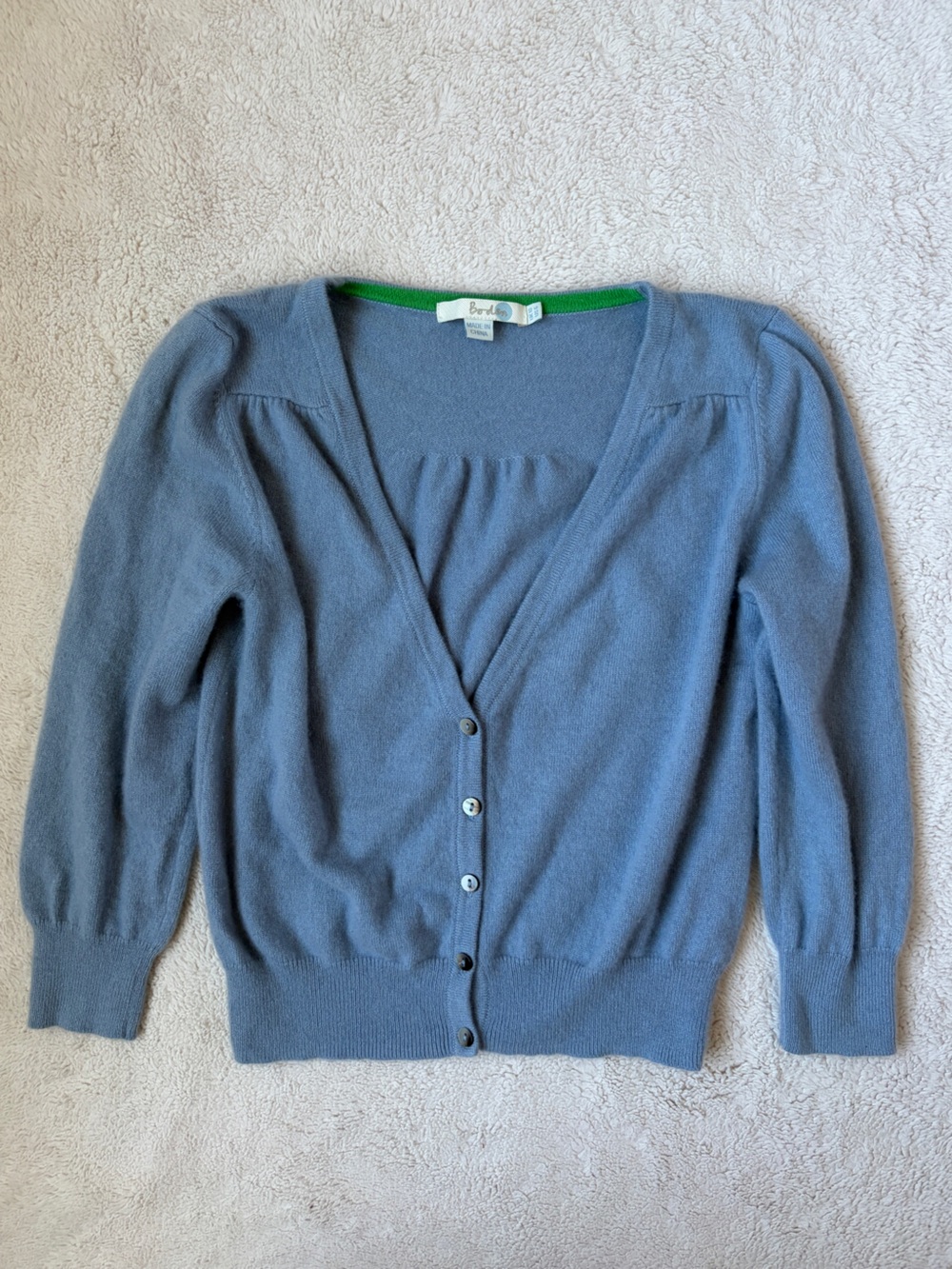 Boden Blue Women's Cashmere V-Neck Button Cardigan Sweater Size 6